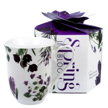 Šolja u poklon kutiji PURPLE FLOWERS 460ml 