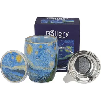 Staklena šolja sa duplim zidom i infuzer STARRY NIGHT 350ml 