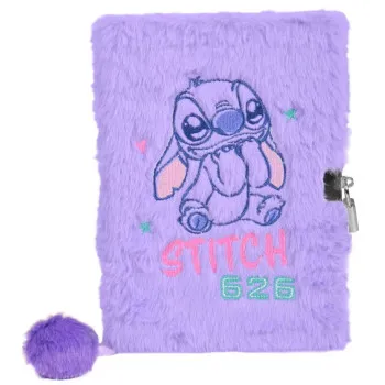 Notes na linije A5 plišani sa ključem lila STITCH