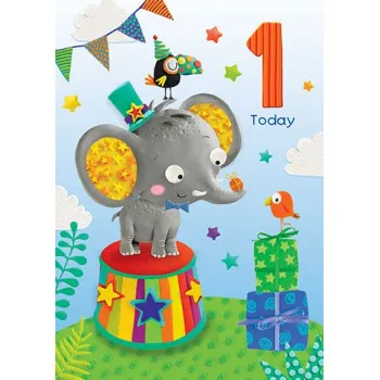 Rođendanska čestitka AGE 1 CIRCUS ELEPHANT 