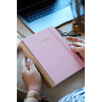 Victoria's Journals A5 rokovnik sa spiralom LINEN roze 
