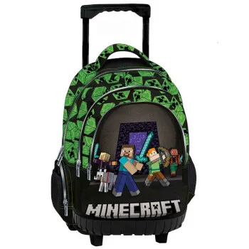 Ranac sa točkićima MINECRAFT crno-zeleni 