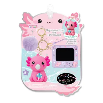 Privezak za ključeve sa antistres igračkom i lcd ekranom za pisanje PINK