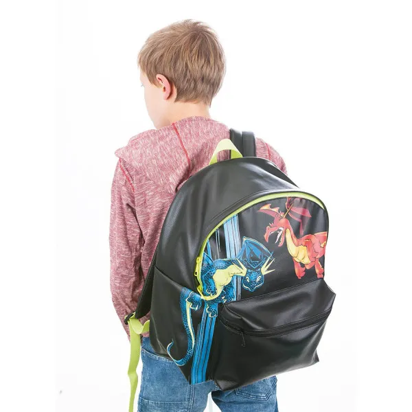 BACKPACK DRAGONS IMITATION LEATHER 36X41X15,5CM 