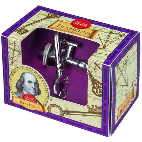 METAL AND WOODEN FRANKLINS KEYS PUZZLE 