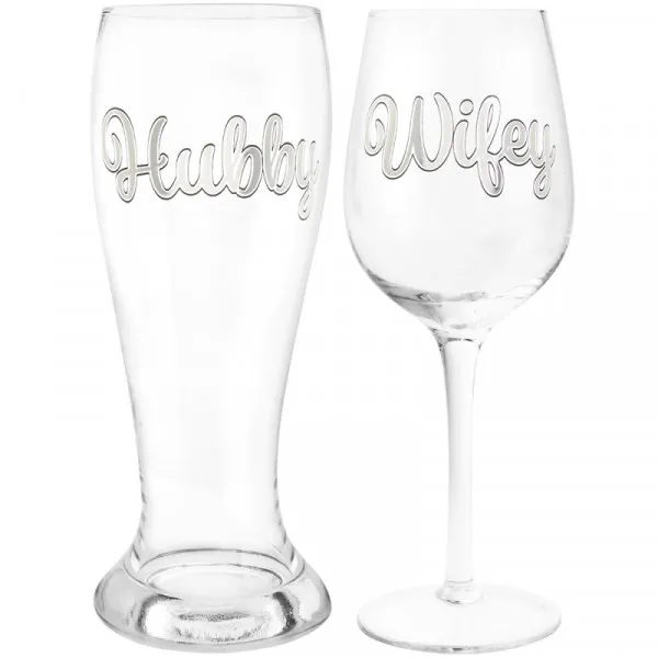 HUBBY & WIFEY Čaše za pivo i vino 