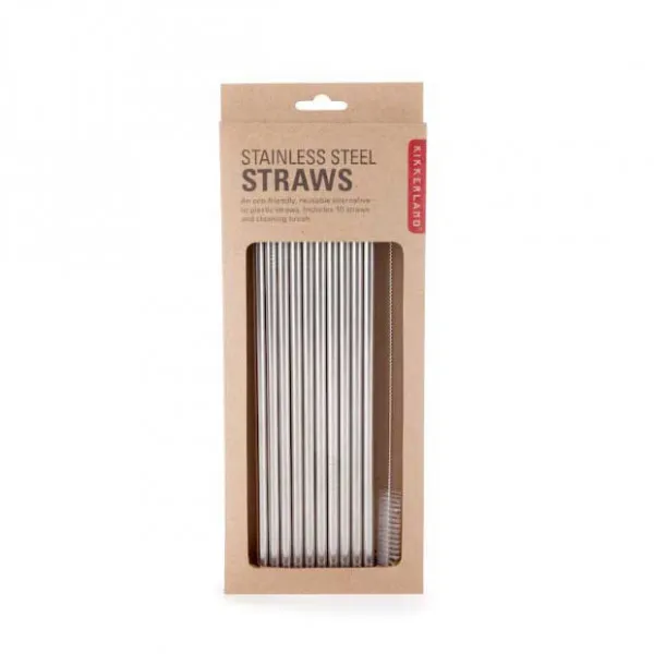 Slamčice od metala STEEL STRAWS 10 kom 