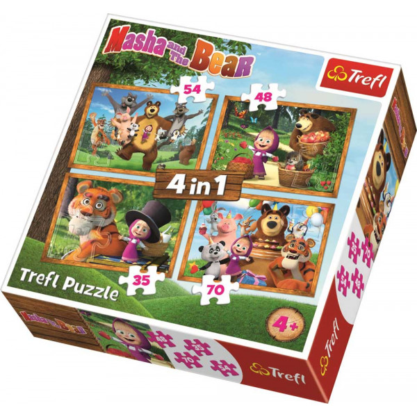 Puzzle 4 u 1 TREFL Masha s Forest Adventures 