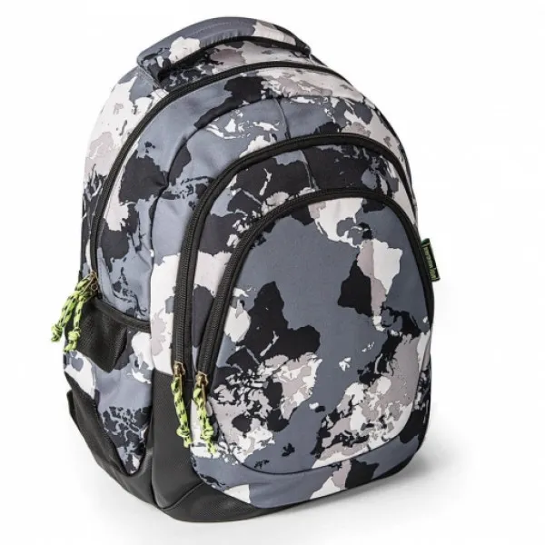 BACKPACK W/THREE COMPARTMENTS REINFORCED WORLD MAP MR 
