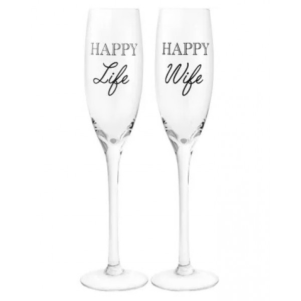Set čaša HAPPY WIFE - HAPPY LIFE 
