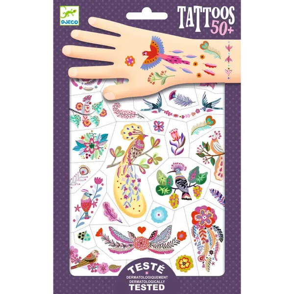 DJECO Tetovaže BRIGHT BIRDS 