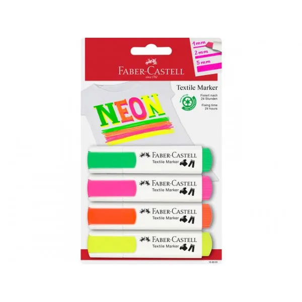 FABER CASTELL markeri za tekstil NEON 1/4 
