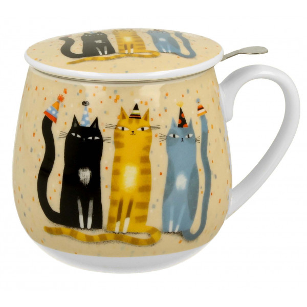 Šolja za čaj sa infuzerom CAT’S WORLD - PARTY 