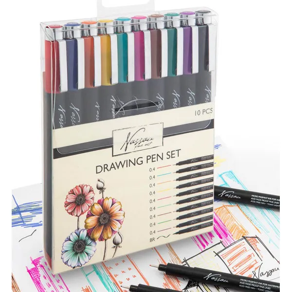 Set 10 markera za crtanje u boji FINELINERS 0,4mm 