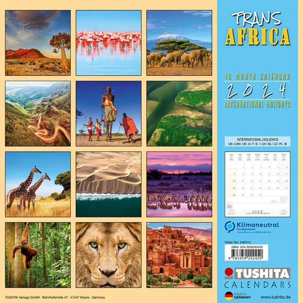 Zidni kalendar AFRICA 2024 
