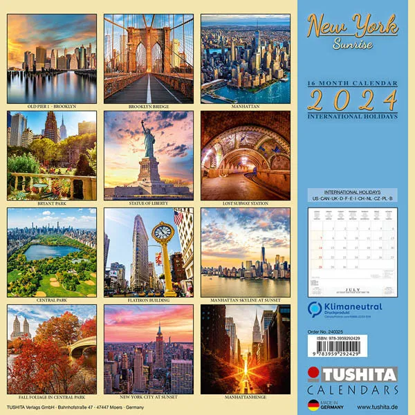Zidni kalendar NEW YORK SUNRISE 2024 