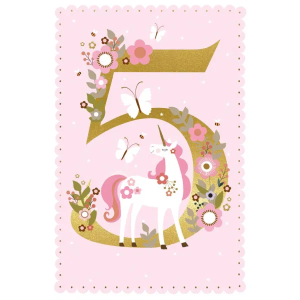 Rođendanska čestitka PINK UNICORN/BUTTERFLY 
