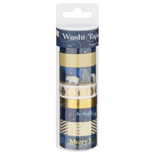 Novogodišnje WASHI trake 300 cm, 8 kom, 2 VRSTE 