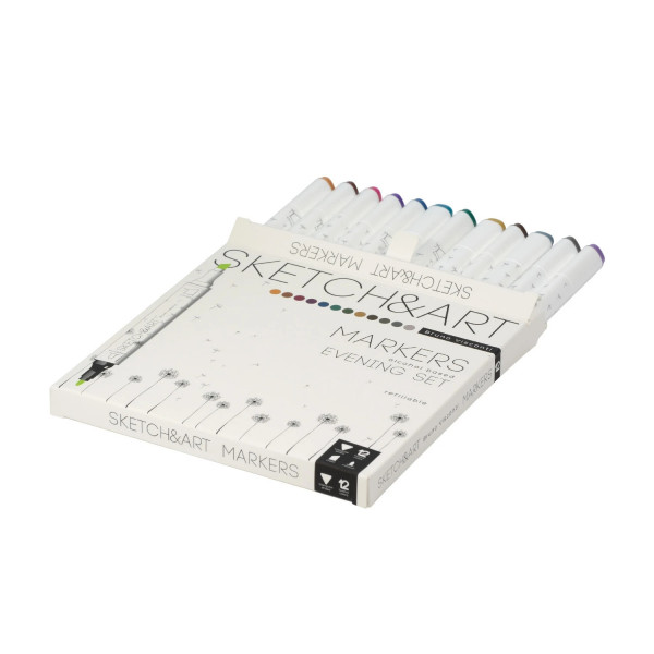 Set dvostranih markera 12 kom SKETCH&ART EVENING Bruno Visconti 