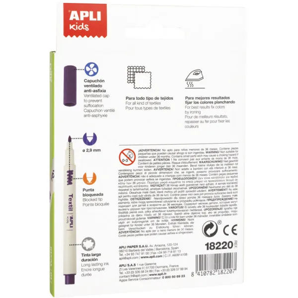 APLI markeri za tekstil 10kom 