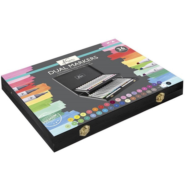 Dvostrani markeri u drvenoj kutiji NASSAU - 36kom 