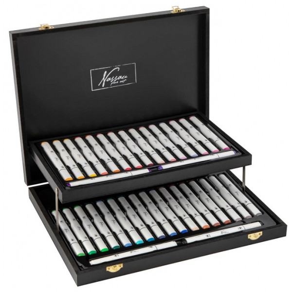 Dvostrani markeri u drvenoj kutiji NASSAU - 36kom 