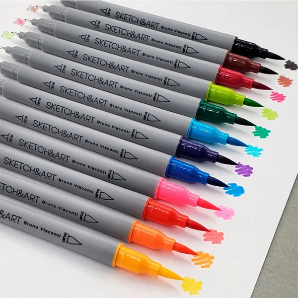 Set dvostranih markera skiriranje SKETCH & ART (12 kom) Brush + Liner 