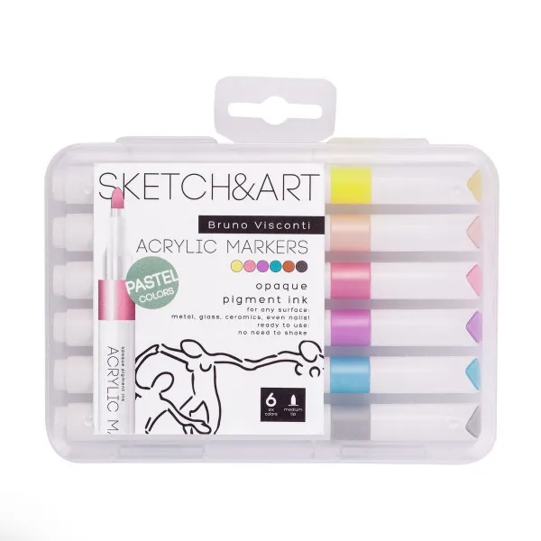 Set akrilnih markera SKETCH & ART, pastelne boje (6 kom) 