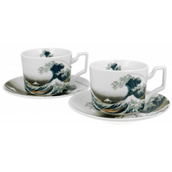 Set dve šolje sa tacnama THE GREAT WAVE - K. HOKUSAI 