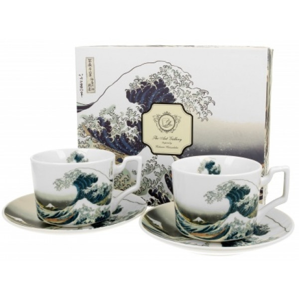 Set dve šolje sa tacnama THE GREAT WAVE - K. HOKUSAI 