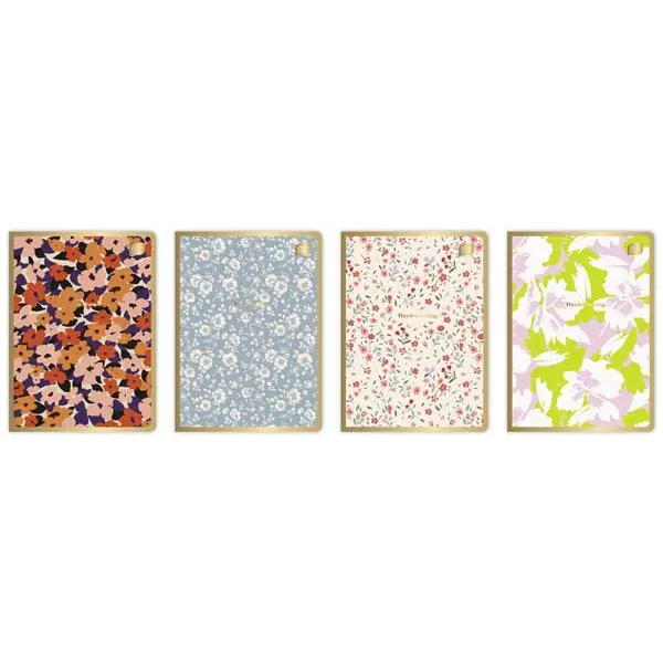 Sveska A5, kvadratići, METALLIC FLORAL / ČETIRI VRSTE 