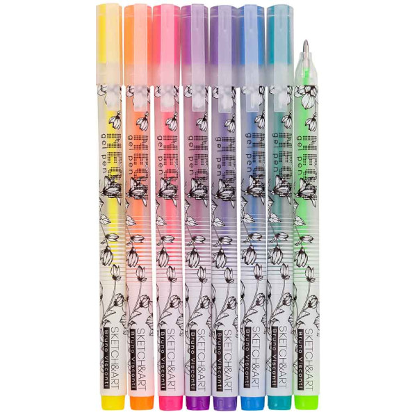 Gel pen SKETCH&ART, 8 kom, 0.5mm NEON 