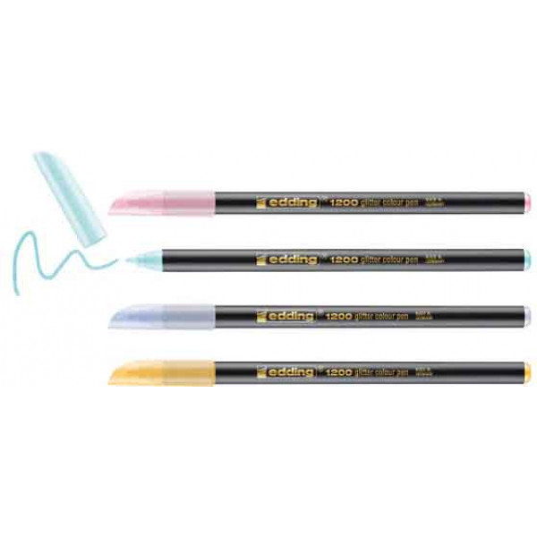 FLOMASTERI E-1200 1-3MM GLITTER , SET 1/4 PASTELNE BOJE EDDING SORTIRANO 