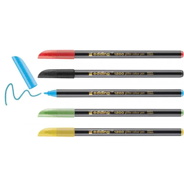 FLOMASTERI E-1200 1-3MM GLITTER , SET 1/5 STANDARDNE BOJE EDDING SORTIRANO 