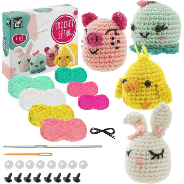 Kreativni set za heklanje PRASE, ZEKA, PILE, OKTOPOD 