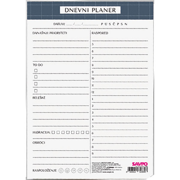 Dnevni planer sa tvrdom podlogom, 60 listova 