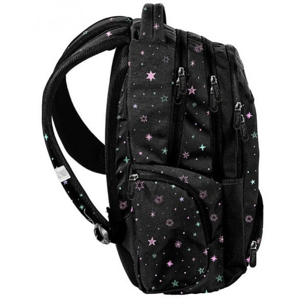 Ranac školski BEUNIQ CRNI - ROZE ZVEZDICE 