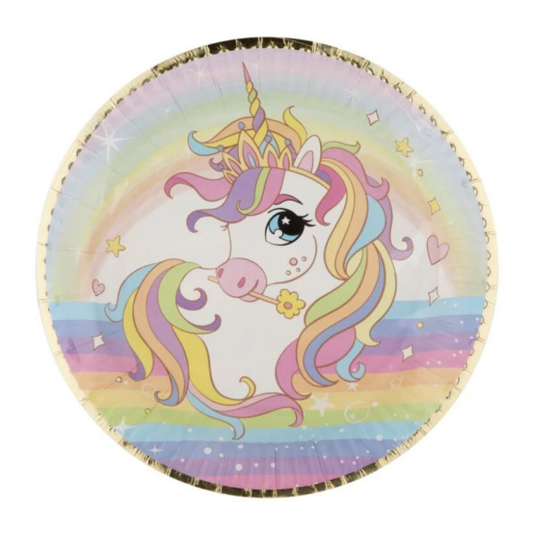 Rođendanski tanjiri 23cm UNICORN 6 kom 