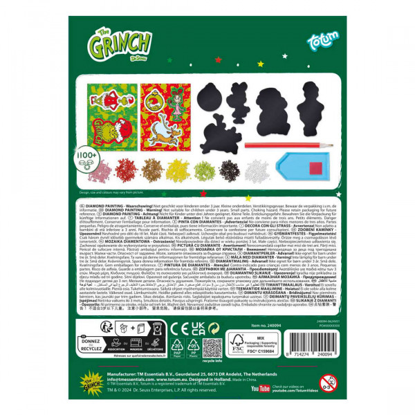 Kreativni set, novogodišnji magnetni ukrasi GRINCH DIAMOND PAINT 