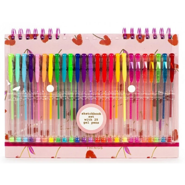 Blok za crtanje sa spiralom + 25 gel olovaka 