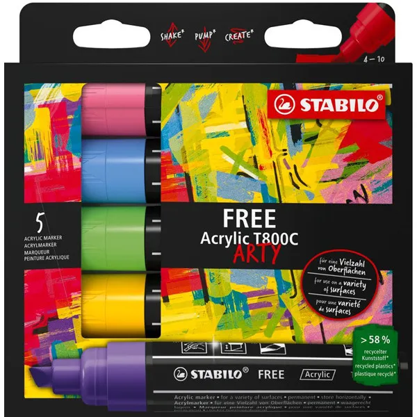 STABILO FREE markeri na vodenoj bazi ACRYLIC 1/5 
