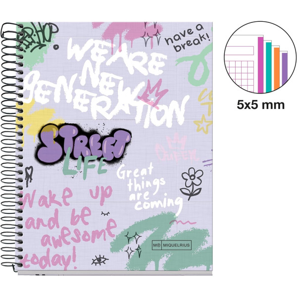 Notes A5 MIQUELRIUS Wake up, 120 listova na kvadratiće 