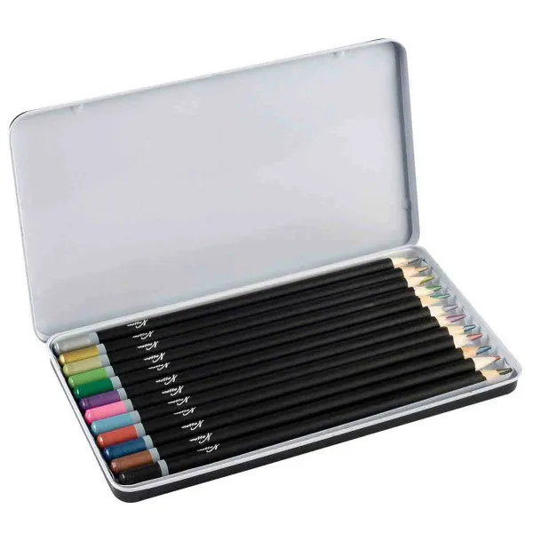 Drvene metalik bojice u metalnoj kutiji - NASSAU 12 komada 