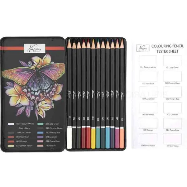 Drvene bojice u metalnoj kutiji - NASSAU 12 komada 