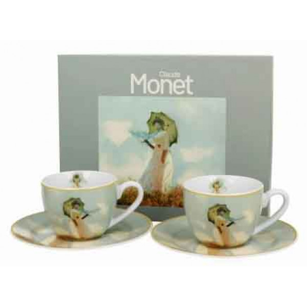 Set dve espreso šolje sa tacnama WOMEN WITH PARASOL - C. MONET 
