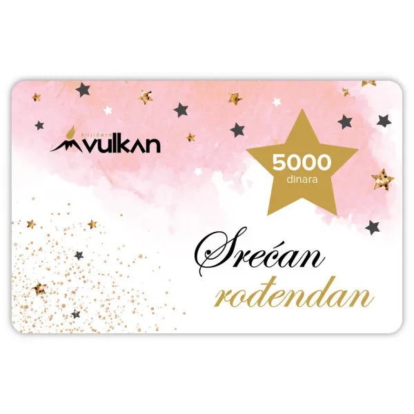 GIFT KARTICA / VAUČER Srećan rođendan roze zlatna 5000 