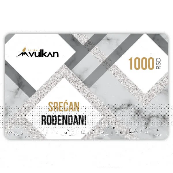 GIFT KARTICA / VAUČER Srećan rođendan siva 1000 