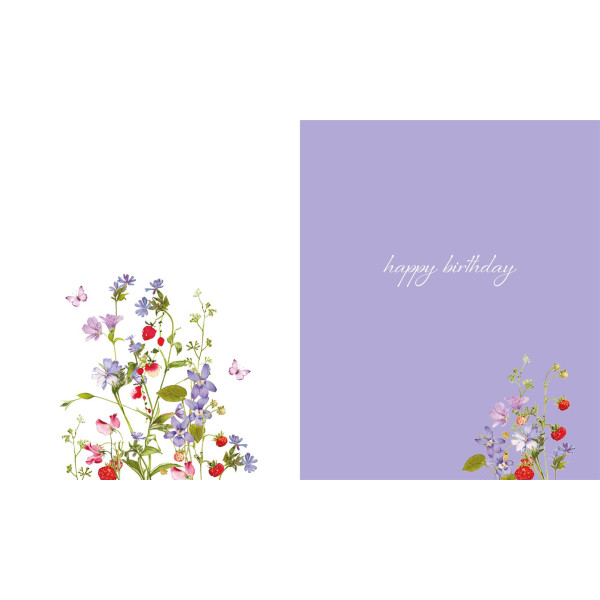 Rođendanska čestitka BLUE FLOWERS/STRAWBS 