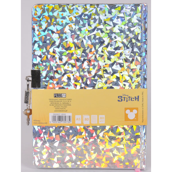 Dnevnik A5 sa ključićem STITCH AND ANGEL HOLOGRAPHIC 