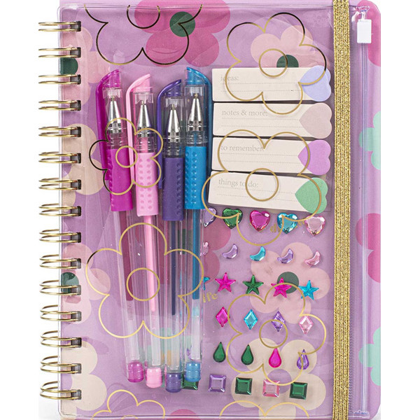 Notes sa spiralom + 4 gel olovke + stikeri 